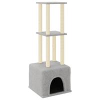 vidaXL Kattenmeubel met sisal krabpalen 133,5 cm lichtgrijs, kattenpaal, kattenboom, kattenkrabpaal, kattenhuis, kattenmeubel, kattenpalen
