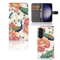 Telefoonhoesje met Pasjes voor Samsung Galaxy S24 Pink Peacock