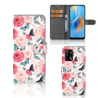 OPPO A74 4G Hoesje Butterfly Roses - thumbnail