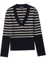 A.P.C. pull nervuré à rayures - Noir