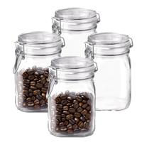 Voorraad/weckpot - 4x - transparant - glas - 16 x 10,6 cm - 1 L - Bormioli Rocco