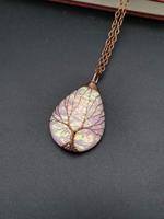 New Water Drop-shaped Tree Of Life Color Changing Ripple Energy Stone Necklace