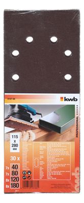 kwb 818788 Schuurpapier Korrelgrootte 60, 80, 120, 180 (l x b) 280 mm x 115 mm 30 stuk(s)