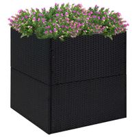 Plantenbak 80x80x80 cm poly rattan zwart - thumbnail