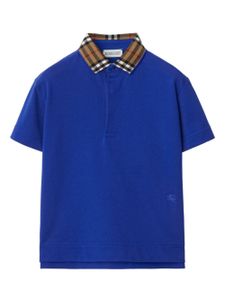 Burberry Kids polo à col orné de perles - Bleu