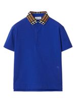 Burberry Kids polo à col orné de perles - Bleu