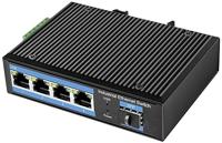 LogiLink Industriële Gigabit Ethernet Switch, 4-poorts 1000 Mbit/s + 1-poort SFP (voor glasvezel backbone)