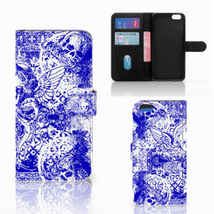 Telefoonhoesje met Naam Apple iPhone 7 Plus | 8 Plus Angel Skull Blauw