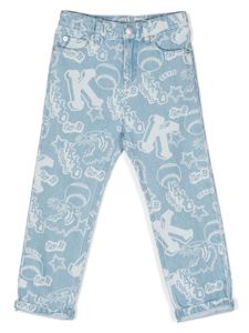 Kenzo Kids jean droit à imprimé graphique - Bleu