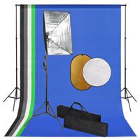 VidaXL Fotostudioset met softboxlampen, achtergrond en reflector - thumbnail