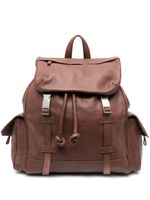 Eleventy double-buckle fastening leather backpack - Marron - thumbnail