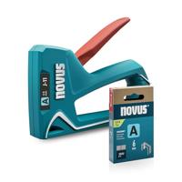 NOVUS TOOLS Handnietmachine J-11 set met 1800 nietjes, kleine hobby-nietmachine voor hout met onderlaadmechanisme, greepvergrendeling, klemkijkvenster, voor fijne draadklemmen van 4 tot 8 mm