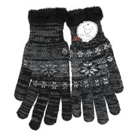 Gebreide winter handschoenen zwart met Nordic print voor heren