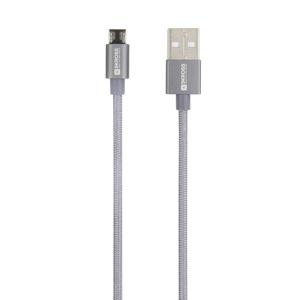 Skross USB-kabel USB 2.0 USB-A stekker 1.20 m Space grijs Rond, Flexibel, Stoffen mantel SKCA0010A-M120CN