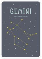 Milestone poster sterrenbeeld Tweelingen (ENG) A4 formaat papier grijs/beige