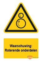 Waarschuwingsbord / sticker roterende onderdelen met tekst - A5 - thumbnail