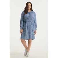 Simply Be jurk met stippen en plooien blauw/wit