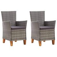 vidaXL 2x Tuinstoel met Kussens Buitenstoel Tuin Stoel Buitenstoel Stoelen Tuinstoelen Zitstoel Tuinmeubel Meubel Buitenmeubel Poly Rattan Grijs