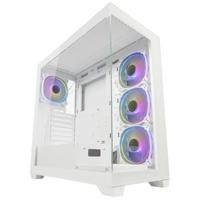 LC-Power Gaming 715W Seamless Pale X Midi-Tower ATX Gaming behuizing, met 4 120 mm ARGB-behuizingsventilatoren, I/O-paneel, RGB-moederbord-software, voor- en zijruit van gehard glas (wit)