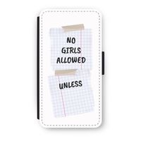 No Girls Allowed Unless: iPhone XS Flip Hoesje