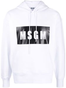 MSGM hoodie en coton à logo imprimé - Blanc