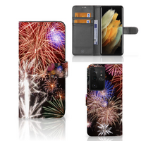 Samsung Galaxy S21 Ultra Wallet Case met Pasjes Vuurwerk