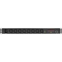 LogiLink PDU8P01 19 inch Stekkerdoos voor patchkast 1 HE Apparaatcontactdoos C13 10A Vast inbouw Zwart