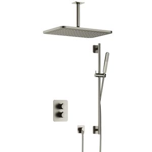 Hotbath Gal IBS40AGNP inbouwdouche met plafondbuis, glijstang en 27x40cm hoofddouche geborsteld nikkel PVD