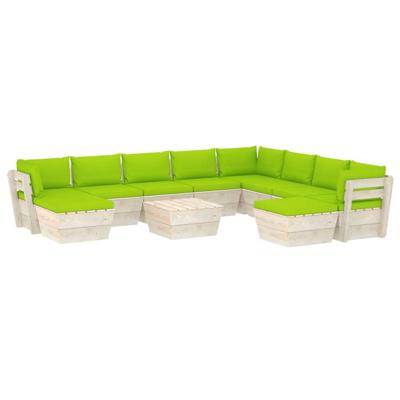 vidaXL 11-delige Loungeset met kussens pallet vurenhout