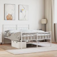 Bedframe met hoofd- en voeteneinde metaal wit 140x190 cm - thumbnail