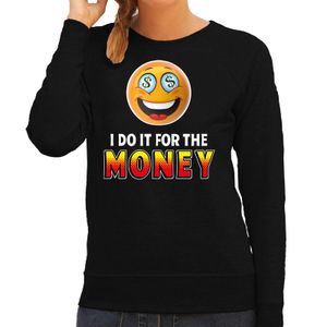 I do it for the money emoticon fun trui dames zwart 2XL  -