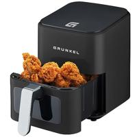 Grunkel Airfryer, 4 liter en 7 programma's, BEF, digitaal multifunctioneel bedieningspaneel en verlicht kijkvenster, timer 60 minuten, friteuse zonder olie (zwart)