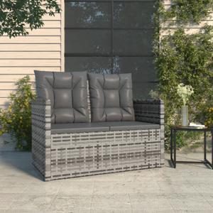 Tuinbank met kussens 105 cm poly rattan grijs