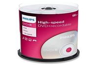 Philips DVD+R blanks (4,7 GB data/120 minuten video, 16x High Speed opname, 100 spindel)