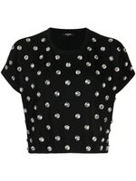 Balmain t-shirt en coton à ornements en cristal - Noir - thumbnail