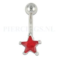 Navelpiercing ster rood