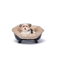 Ferplast Honden- en kattenbed met kussen, wasbaar honden- en kattenbed, gerecycled plastic, verhoogd bed voor kleine honden, ademend en antislip, SOFA' THRONE 64 x 48 xh 29,5 cm, zwart