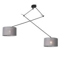 QAZQA Hanglamp zwart met kap 35 cm grijs verstelbaar 2-lichts - Blitz - thumbnail