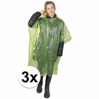 3x groene noodponcho doorschijnend One size  -