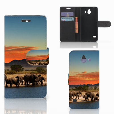 Huawei Ascend Y550 Telefoonhoesje met Pasjes Olifanten