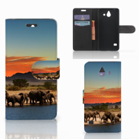 Huawei Ascend Y550 Telefoonhoesje met Pasjes Olifanten