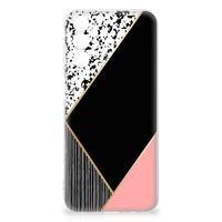 Samsung Galaxy M14 TPU Hoesje Zwart Roze Vormen - thumbnail