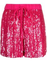 P.A.R.O.S.H. short orné de sequins à lien de resserrage - Rose