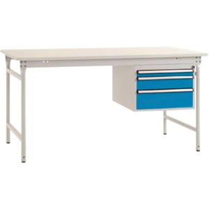 Manuflex BB5261.5012 Compleet bijzettafel basis stationair met melamine schijf + behuizing onderbouw, bxdxh: 1000 x 800 x 780 mm Lichtblauw (RAL 5012)