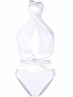 Noire Swimwear maillot de bain à détails en lurex - Blanc