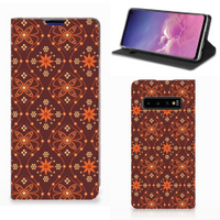 Samsung Galaxy S10 Hoesje met Magneet Batik Brown