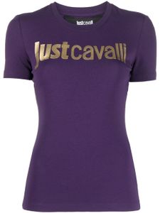 Just Cavalli t-shirt en coton à logo floqué - Violet