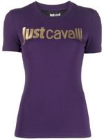 Just Cavalli t-shirt en coton à logo floqué - Violet