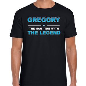 Naam cadeau t-shirt Gregory - the legend zwart voor heren