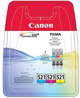 Canon CLI-521 Cyan Magenta Yellow Ink Cartridge Combo Pack - 2934B010